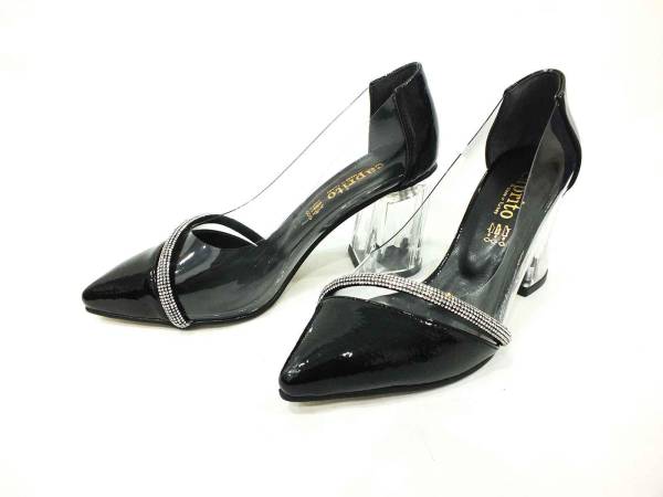 Caprito Şeffaf Topuklu Kadın Ayakkabı Siyah-Rugan 13 Y-3805