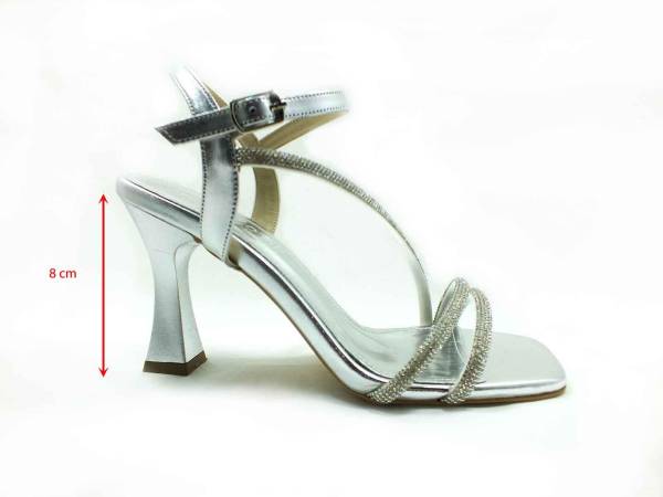 Çarıkçım 8 cm Topuklu Ayakkabı Gümüş 13 Y-082