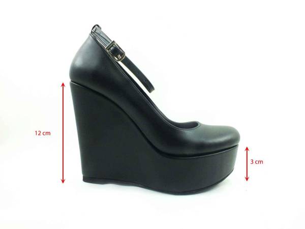 Çarıkçım Dolgu Topuklu Platform Bayan Ayakkabı - Siyah - 190