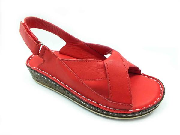 Çarıkçım Hakiki Deri Cırtlı Kadın Sandaleti Kırmızı 114 026