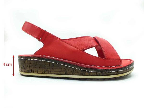 Çarıkçım Hakiki Deri Cırtlı Kadın Sandaleti Kırmızı 114 026