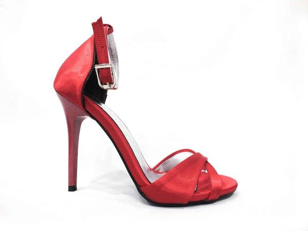 Çarıkçım İnce Topuklu Kadın Ayakkabısı Kırmızı-Saten 114 1137