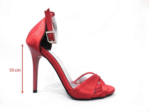 Çarıkçım İnce Topuklu Kadın Ayakkabısı Kırmızı-Saten 114 1137
