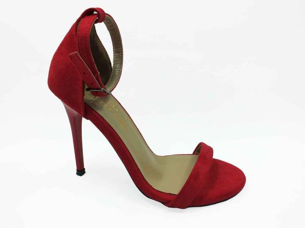 Çarıkçım Tek Bantlı Topuklu Ayakkabı Kırmızı-Süet 19 1126
