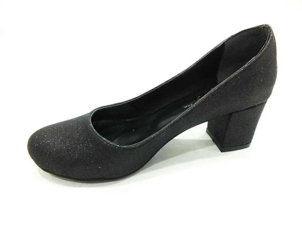 Çarıkçım Topuklu Bayan Ayakkabı Siyah-Simli 61 301