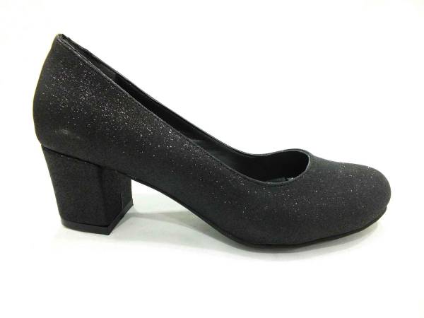 Çarıkçım Topuklu Bayan Ayakkabı Siyah-Simli 61 301