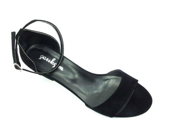Çarıkçım Topuklu Bayan Ayakkabı - Siyah-Süet - 08-10