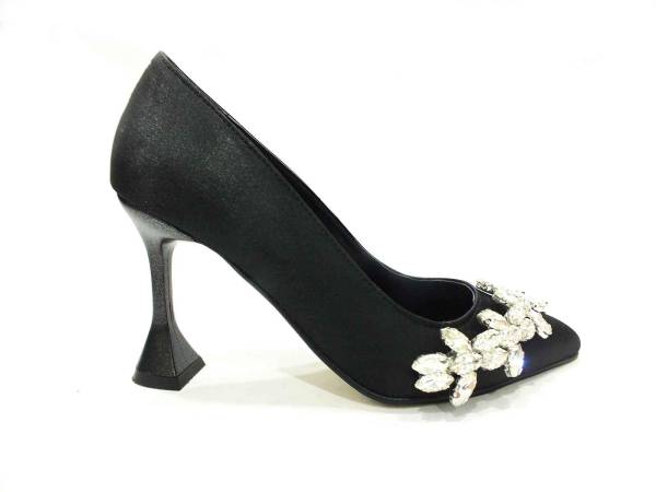 Çarıkçım Topuklu Klasik Kadın ayakkabısı Siyah-Saten 50 705