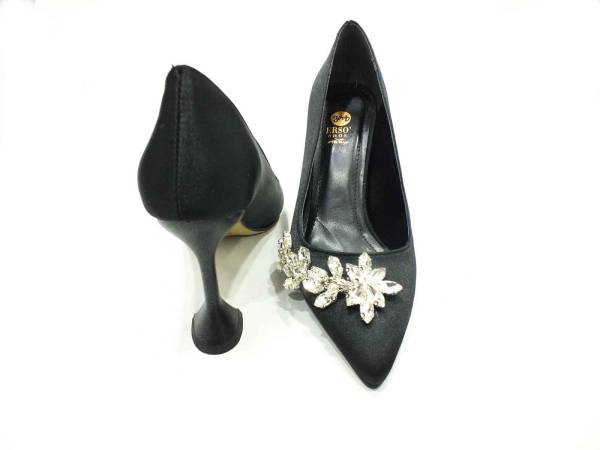 Çarıkçım Topuklu Klasik Kadın ayakkabısı Siyah-Saten 50 705