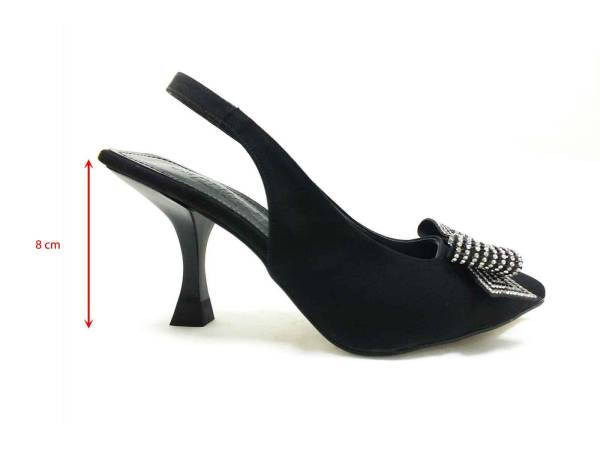 Çarıkçım Topuklu Taşlı Ayakkabı Siyah 13 Y-604