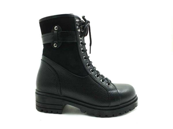 Marine Shoes Fermuarlı+Bağcıklı Kadın Bot Siyah 86 260