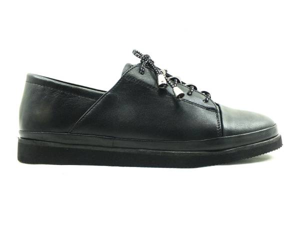 Marine Shoes Hakiki Deri Günlük Kadın Ayakkabı Siyah 86 K196