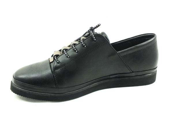 Marine Shoes Hakiki Deri Günlük Kadın Ayakkabı Siyah 86 K196