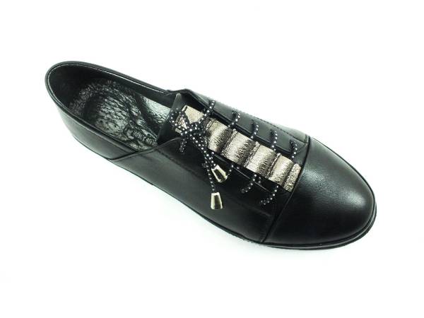 Marine Shoes Hakiki Deri Günlük Kadın Ayakkabı Siyah 86 K196