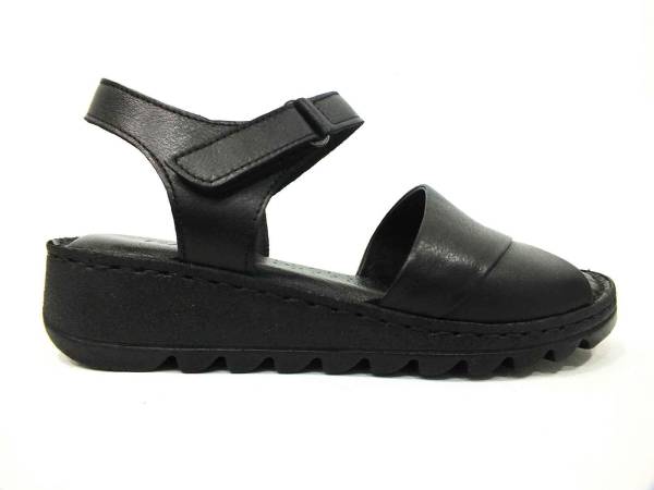 Marine Shoes Hakiki Deri Kadın Sandalet Siyah 86 021