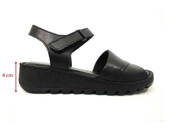 Marine Shoes Hakiki Deri Kadın Sandalet Siyah 86 021