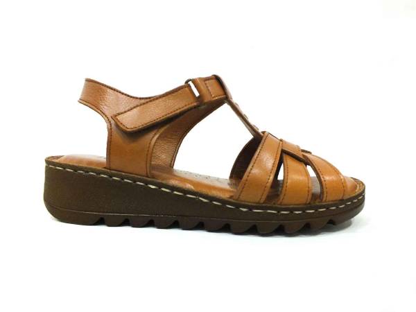 Marine Shoes Hakiki Deri Kadın Sandalet Taba 86 017