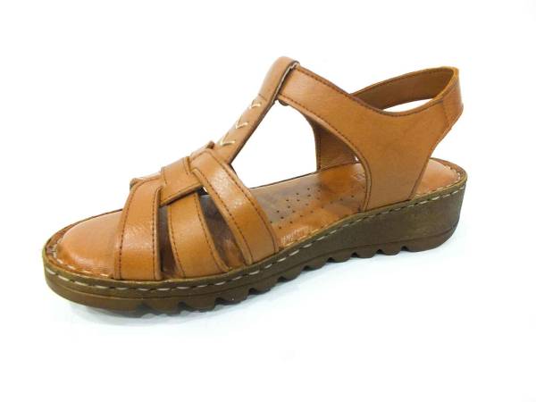 Marine Shoes Hakiki Deri Kadın Sandalet Taba 86 017