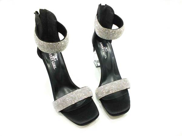 Sweet Girl Şeffaf Topuklu Taşlı Kadın Ayakkabısı Siyah 19 G2028