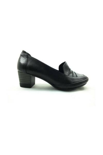 Topuklu Bayan Ayakkabı Hakiki Deri - Siyah - 6121