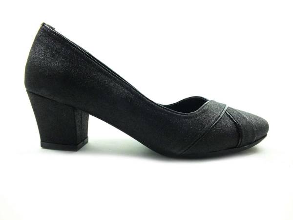 Topuklu Bayan Ayakkabı - Siyah-Simli - 8612