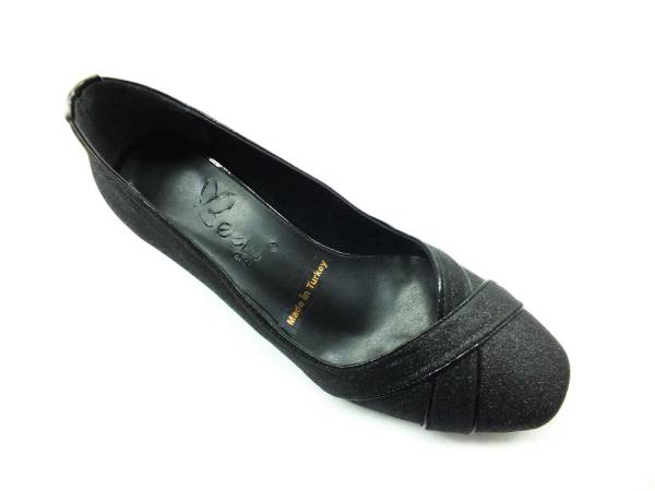 Topuklu Bayan Ayakkabı - Siyah-Simli - 8612