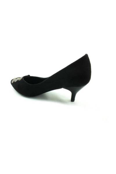 Topuklu Bayan Ayakkabı - Siyah-Süet - 614