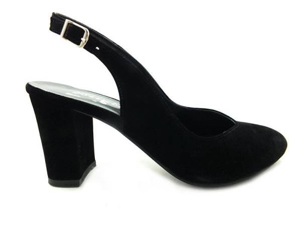 Topuklu Bayan Ayakkabı - Siyah-Süet - 650